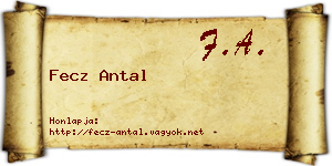 Fecz Antal névjegykártya
